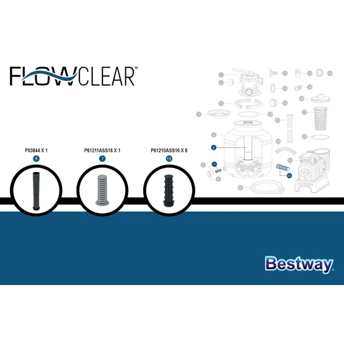 Kit Crepine Pour Filtres Et Tube Central De Filtre à Sable 11,355 M3/h Bestway Flowclear (ref 58486) 7 Kit Crepine Pour Filtres Et Tube Central De Filtre à Sable 11,355 M3/h Bestway Flowclear (ref 58486) – Image 5