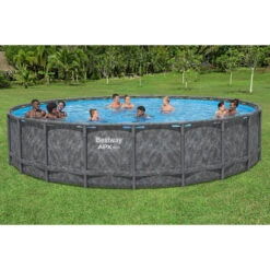 Piscine Tubulaire Ronde Bestway APX 365 6,71 X 1,32 M + Filtration + Accessoires -Raviday Piscine 561jz piscine tubulaire ronde bestway apx 365 671 132 ambiance