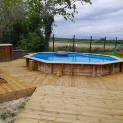 Piscine En Bois Octogonale Ubbink Océa 4,30 X 1,20 M - Liner Bleu -Raviday Piscine 7504506 piscine bois octogonale ubbink ocea 580 bleu ambiance 2