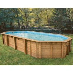 Piscine En Bois Octogonale Ubbink Océa 8,60 X 4,70 X 1,30 M - Liner Bleu