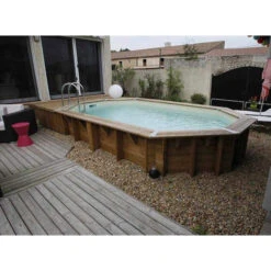 Piscine En Bois Octogonale Ubbink Océa 5,50 X 3,55 X 1,20 M - Liner Beige -Raviday Piscine 7504594 piscine bois octogonale ubbink ocea 355 550 beige ambiance 3
