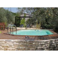 Piscine En Bois Octogonale Ubbink Azura 7,50 X 4,00 X 1,30 M - Liner Beige -Raviday Piscine 7504718 piscine bois rectangulaire ubbink azura 400 750 beige ambiance 2