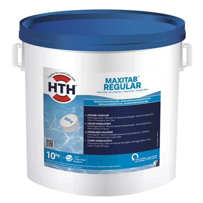HTH Maxitab Regular 10kg - Galets De Chlore Stabilisé 500gr 3 HTH Maxitab Regular 10kg - Galets De Chlore Stabilisé 500gr