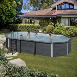 Devant -Raviday Piscine kpcov6650 piscine ovale composite gre 664 386 154cm ambiance 1