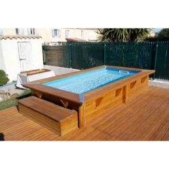 Piscine En Bois Rectangulaire Ubbink Sunwater 3,50 X 2,00 X 0,71 M - Liner Bleu 9 Piscine En Bois Rectangulaire Ubbink Sunwater 3,50 X 2,00 X 0,71 M - Liner Bleu -Raviday Piscine piscine en bois ubbink sunwater 200x350 ambiance 2