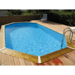 Piscine En Bois Octogonale Ubbink Azura 4,90 X 3,55 X 1,30 M - Liner Bleu -Raviday Piscine piscine ubbink azura 490 355 130 bleu 2