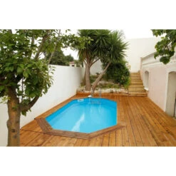 Piscine En Bois Octogonale Ubbink Azura 4,90 X 3,55 X 1,30 M - Liner Bleu -Raviday Piscine piscine ubbink azura 490 355 130 bleu 3